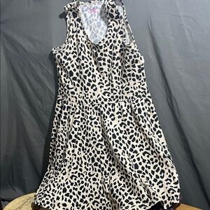 The Children's Place Black and Cream Leopard Print Sleeveless Dress